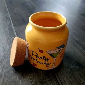 Fun 'Party Money' Yellow Jar Container w/ Cork Lid
